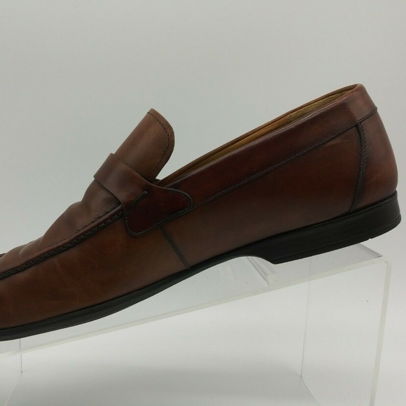 Magnanni Brown Horsebit Strap Apron Toe Loafer 9.5 - Picture 3 of 8